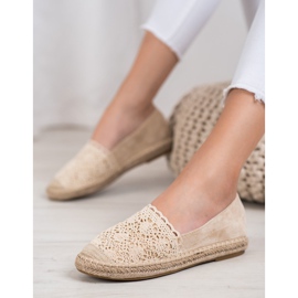 Small Swan Espadrilles aus Wildleder mit Spitze braun 1