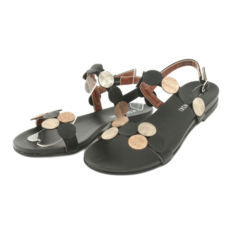 M.Daszyński Schwarze Sandalen mit goldenen Ringen Daszyński MR1958-1 gelb 3