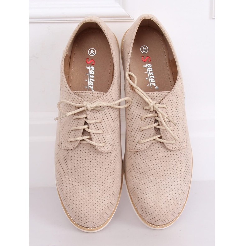 Beige geschnürte Damenloafer T297 Beige 1