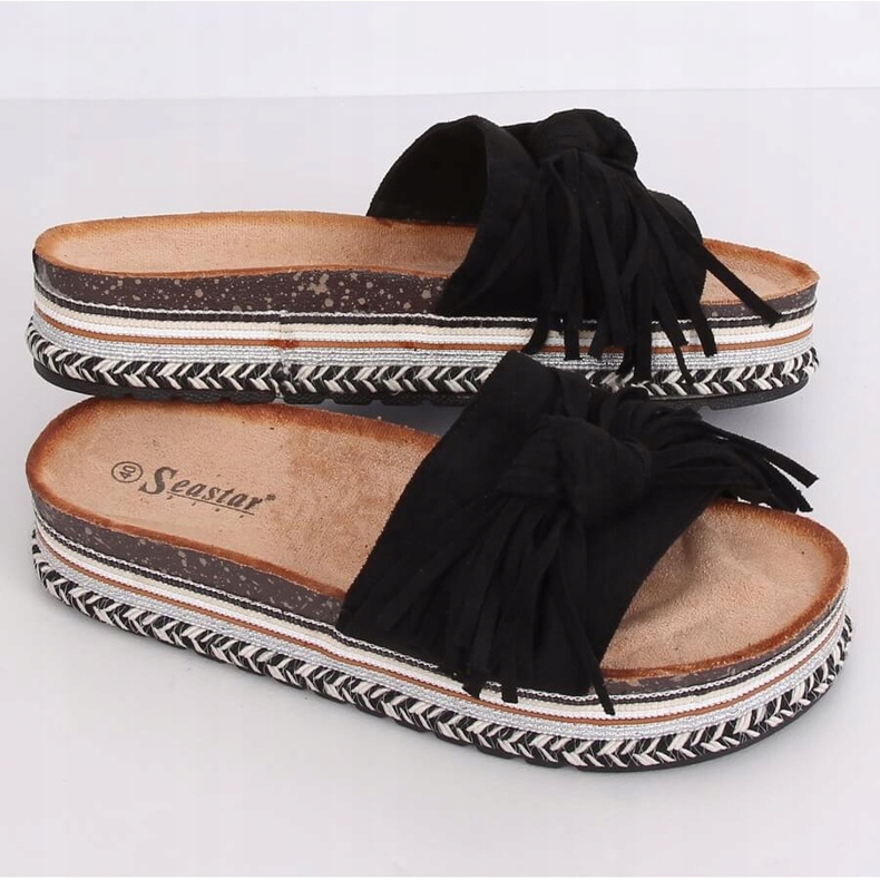Schwarz Boho Damen Hausschuhe CK138P Schwarz 1