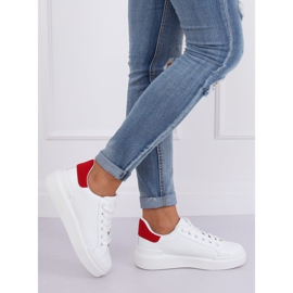 Weiße Damen Sneaker 85-428 WEISS / ROT 1