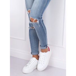 Weiße Damen Sneaker 85-428 WEISS / ROT 2