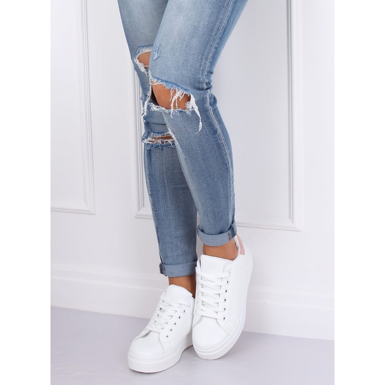 Weiße Damen Sneaker 85-428 WEISS / PINK rosa 1