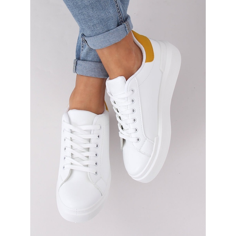 Weiße Damen Sneaker 85-428 WEISS / GELB 2
