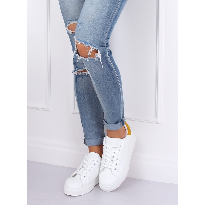Weiße Damen Sneaker 85-428 WEISS / GELB 1