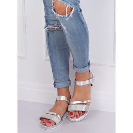 Silberne Damensandalen D-118 Silver grau 1