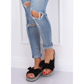 Schwarze Damen Hausschuhe schwarz LK29P Black 2