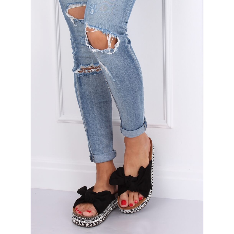 Schwarze Damen Hausschuhe schwarz LK29P Black 2