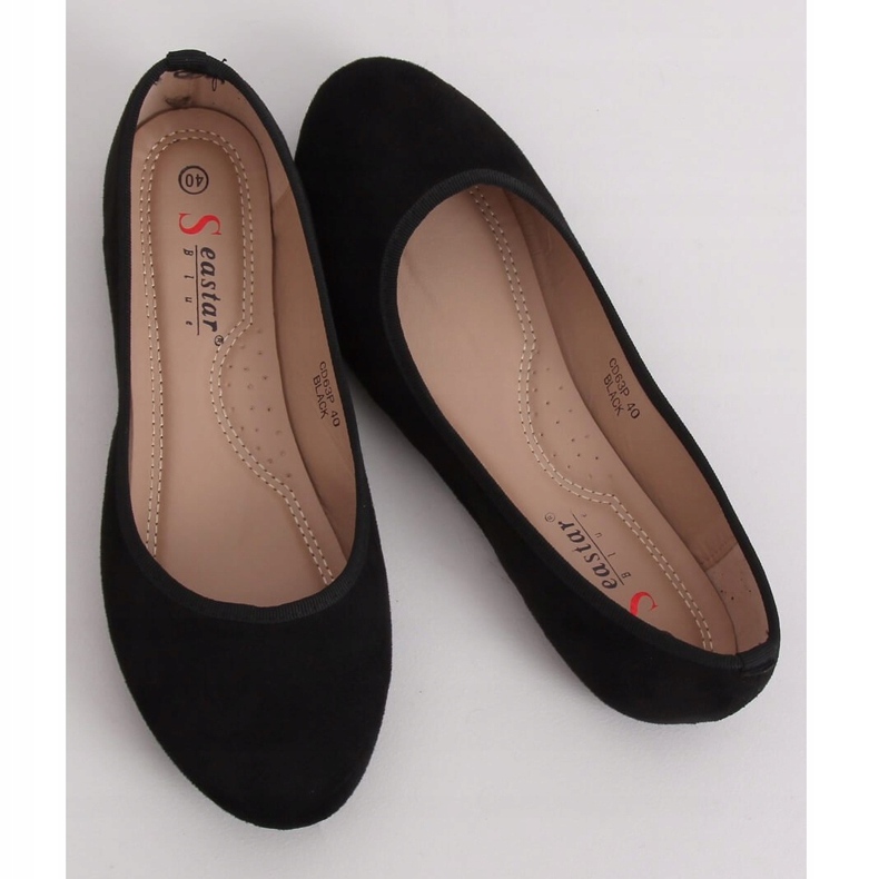 CD63P Schwarze schlichte schwarze Ballerinas 1