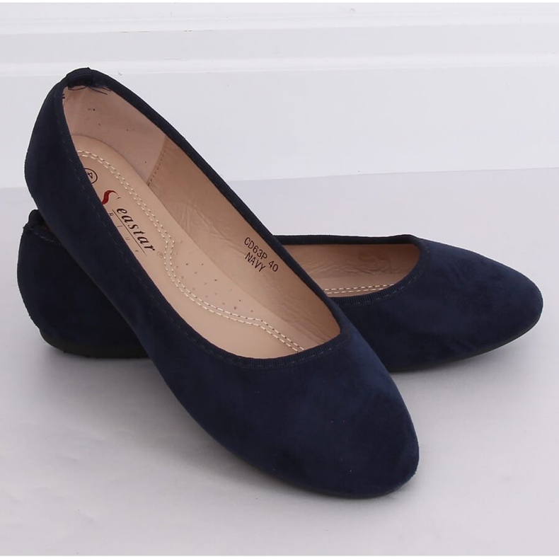 CD63P Navy glatte marineblaue Ballerinas navy blau 1