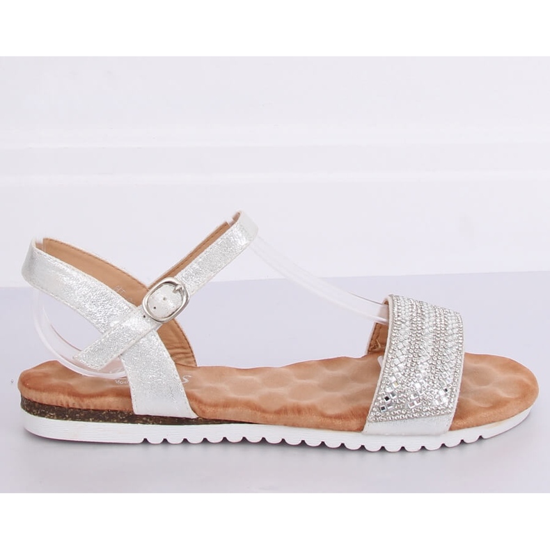 Silberne Damensandalen HT-69 Silver grau 1