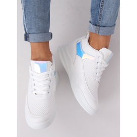 Weiße Sportschuhe Keilabsatz 85-429 WEISS / SILBER 1