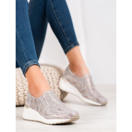 Filippo Durchbrochene Lederslipper braun gelb 1