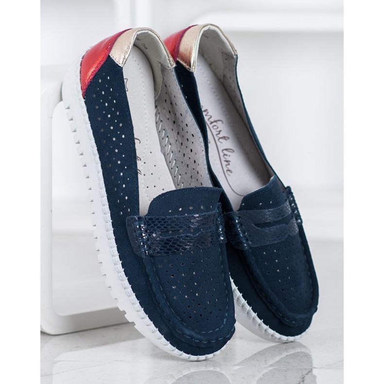 Filippo Bequeme Lederslipper blau 2
