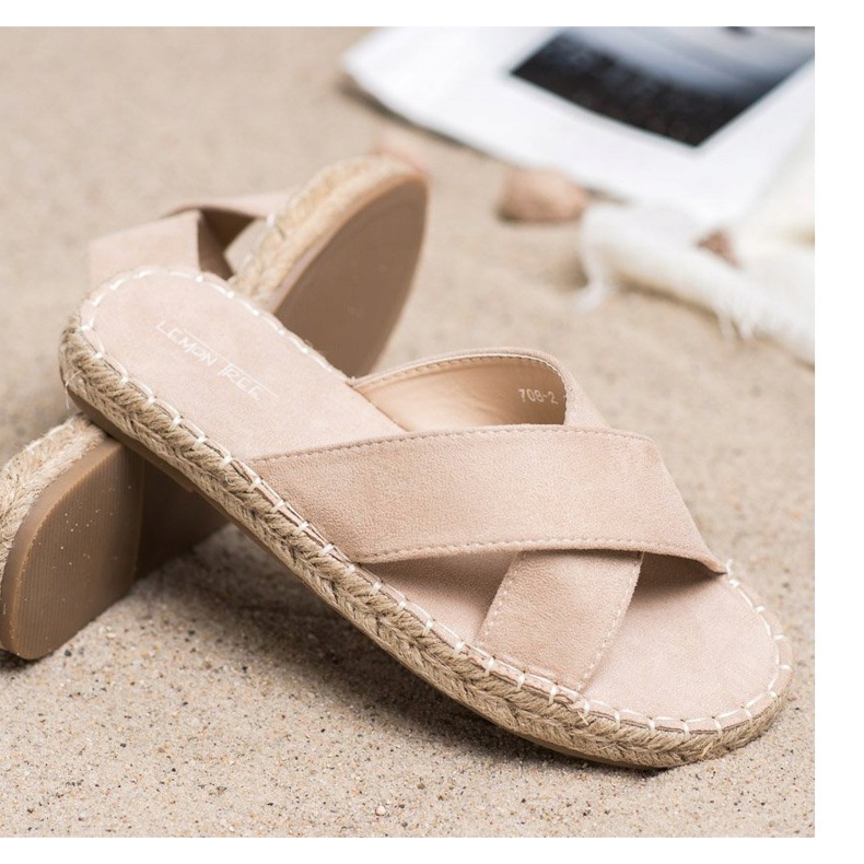 SHELOVET Bequeme Wildleder Hausschuhe beige 1