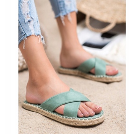 SHELOVET Bequeme Wildleder Hausschuhe grün 1