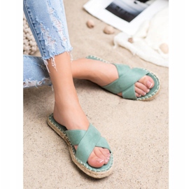 SHELOVET Bequeme Wildleder Hausschuhe grün 2