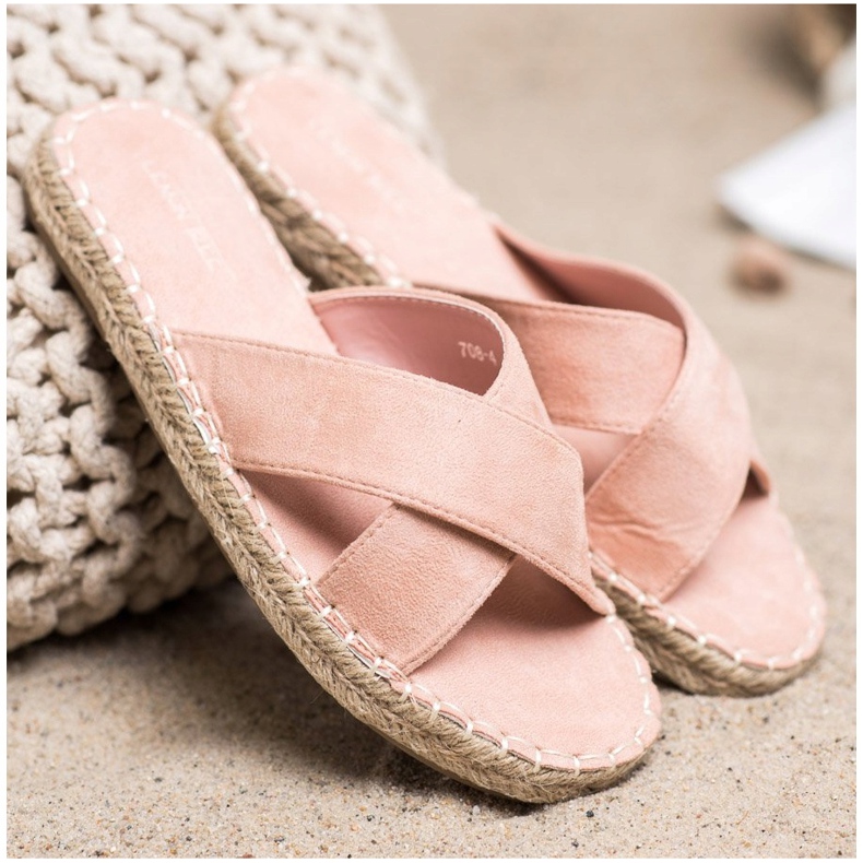 SHELOVET Bequeme Wildleder Hausschuhe rosa 2