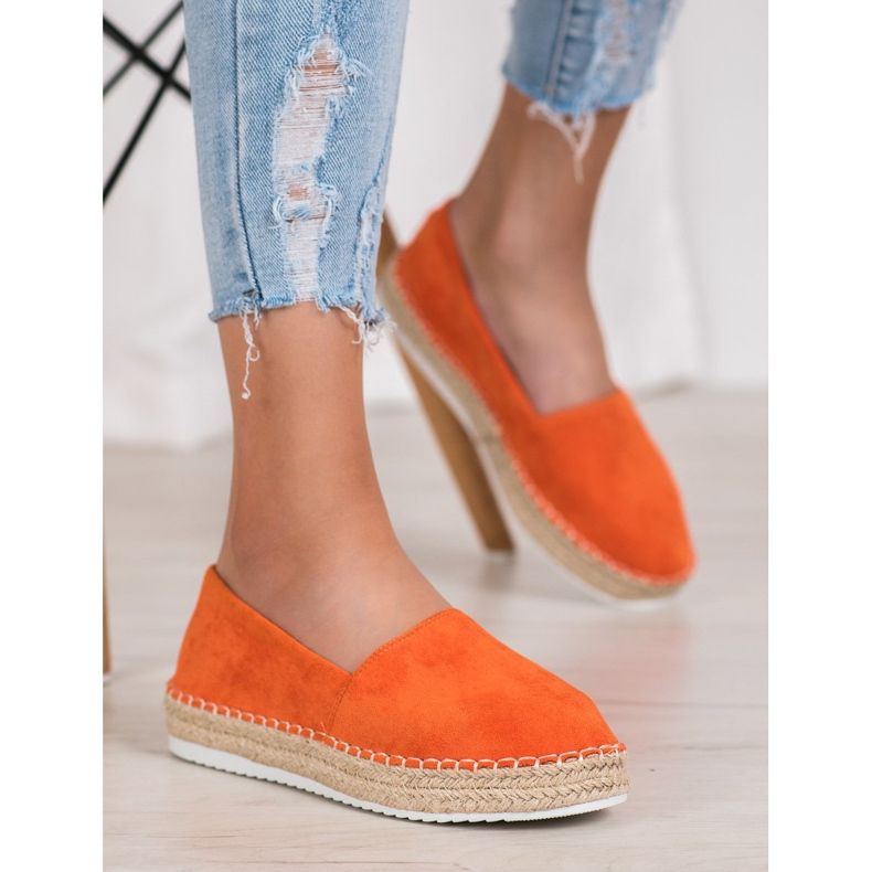 Small Swan Orange Wildleder Espadrilles 1