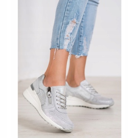 Filippo Silberne Sneaker mit Glitzer grau 2