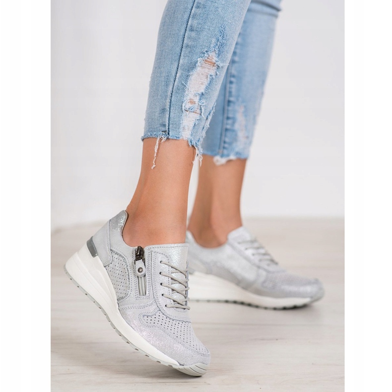 Filippo Silberne Sneaker mit Glitzer grau 2