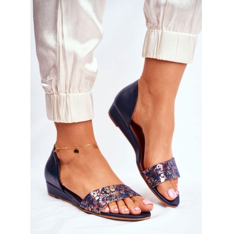 Damen Sandalen Maciejka Leder Marineblau 1971 Nomara 1