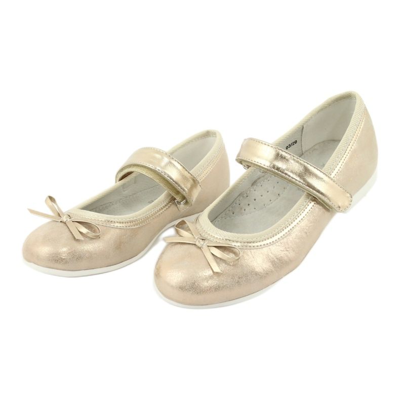 American Club GC02 goldene Ballerinas mit Schleife beige 3