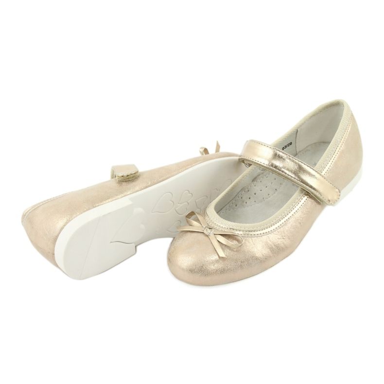American Club GC02 goldene Ballerinas mit Schleife beige 4
