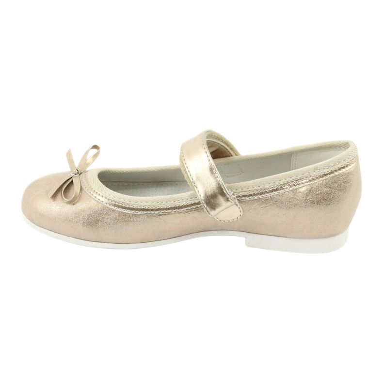 American Club GC02 goldene Ballerinas mit Schleife beige 2