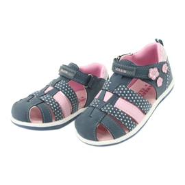 American Club DR16 / 20 Mädchensandalen weiß marineblau rosa 3