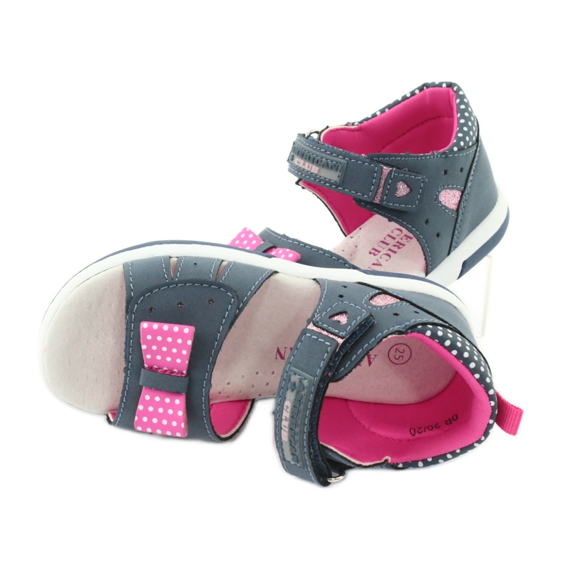 American Club Mädchensandalen mit Schleife American DR20/20, Marineblau und Rosa 4