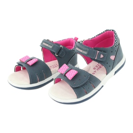 American Club Mädchensandalen mit Schleife American DR20/20, Marineblau und Rosa 2