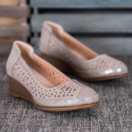 Filippo Lederpumps mit Glitzer braun gelb 1