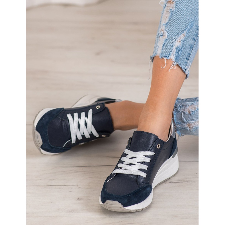 Filippo Sportschuhe aus Leder navy blau mehrfarbig 2