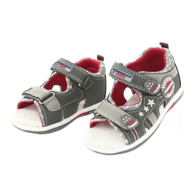 American Club Sandalen mit Jungen Leder einsetzen DR15/20 Graurot 2