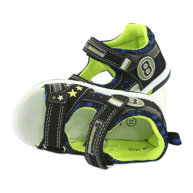 American Club Sandalen Ledereinsatz mit acht und Sternen DR14/20 schwarz und grün 5