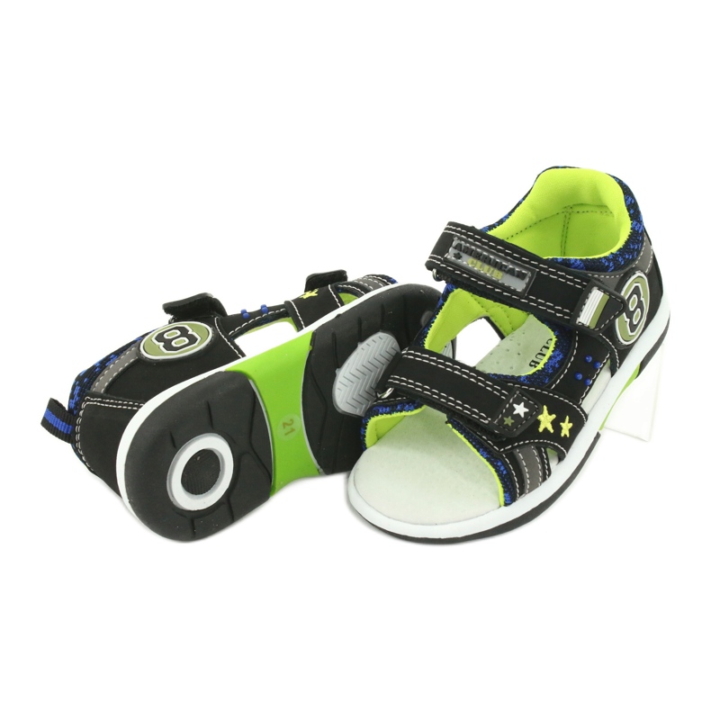 American Club Sandalen Ledereinsatz mit acht und Sternen DR14/20 schwarz und grün 4