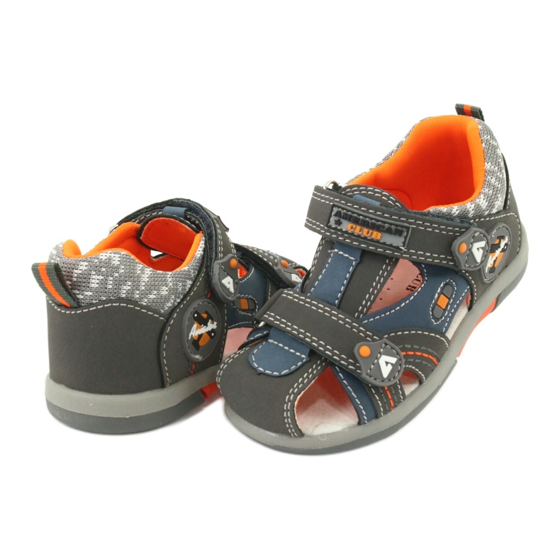 Jungensandalen mit Klettverschluss American Club DR09 / 20 blau orange grau 2