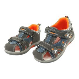 Jungensandalen mit Klettverschluss American Club DR09 / 20 blau orange grau 1