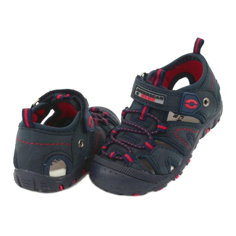 American Club Jungen Sandalen Leder Einsatz DR08/20 Marineblau Klettgefühl 2