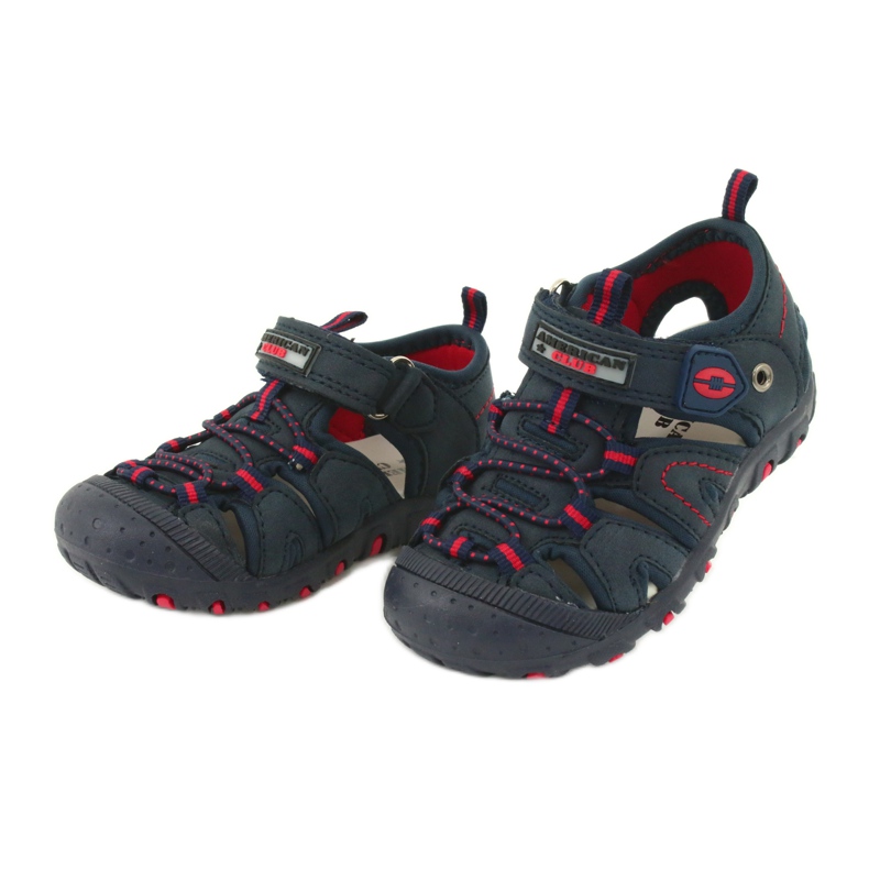 American Club Jungen Sandalen Leder Einsatz DR08/20 Marineblau Klettgefühl 1