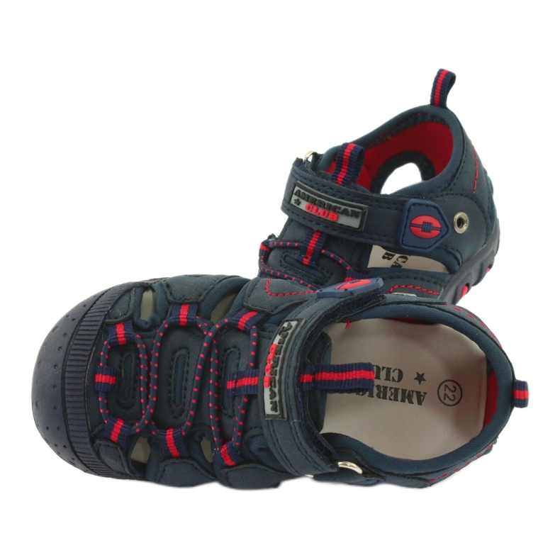 American Club Jungen Sandalen Leder Einsatz DR08/20 Marineblau Klettgefühl 4