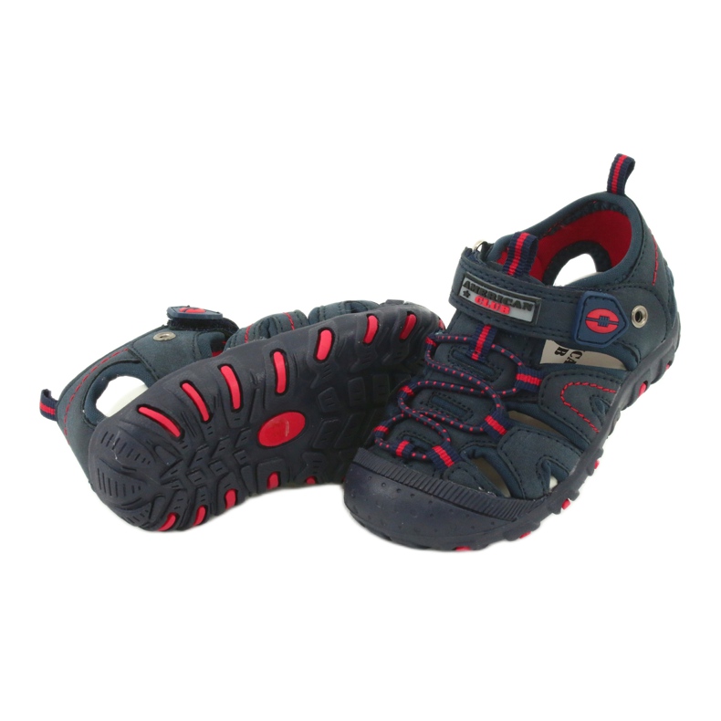 American Club Jungen Sandalen Leder Einsatz DR08/20 Marineblau Klettgefühl 3