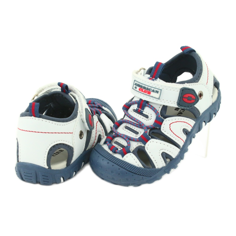 American Club DR08 / 20 Klettsandalen für Jungen weiß rot blau 2