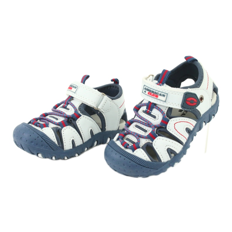 American Club DR08 / 20 Klettsandalen für Jungen weiß rot blau 1