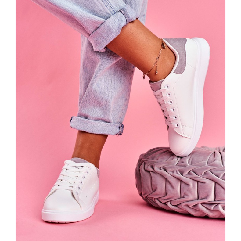 SEA Damen Sportschuhe Weiß mit grauem Absatz Milly 2