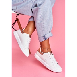 SEA Damen Sportschuhe Weiß mit Absatz Champagner Milly rosa 2