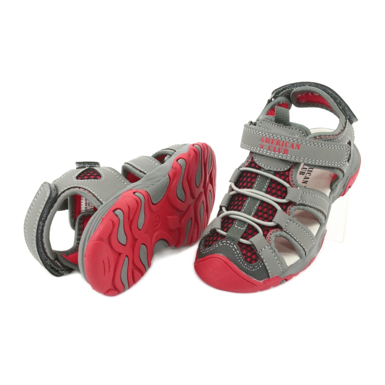 American Club Sandalen grau-rotes Ledereinsatz XD06/20 4