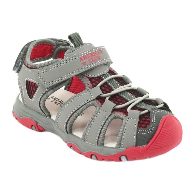 American Club Sandalen grau-rotes Ledereinsatz XD06/20 1
