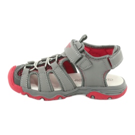 American Club Sandalen grau-rotes Ledereinsatz XD06/20 2